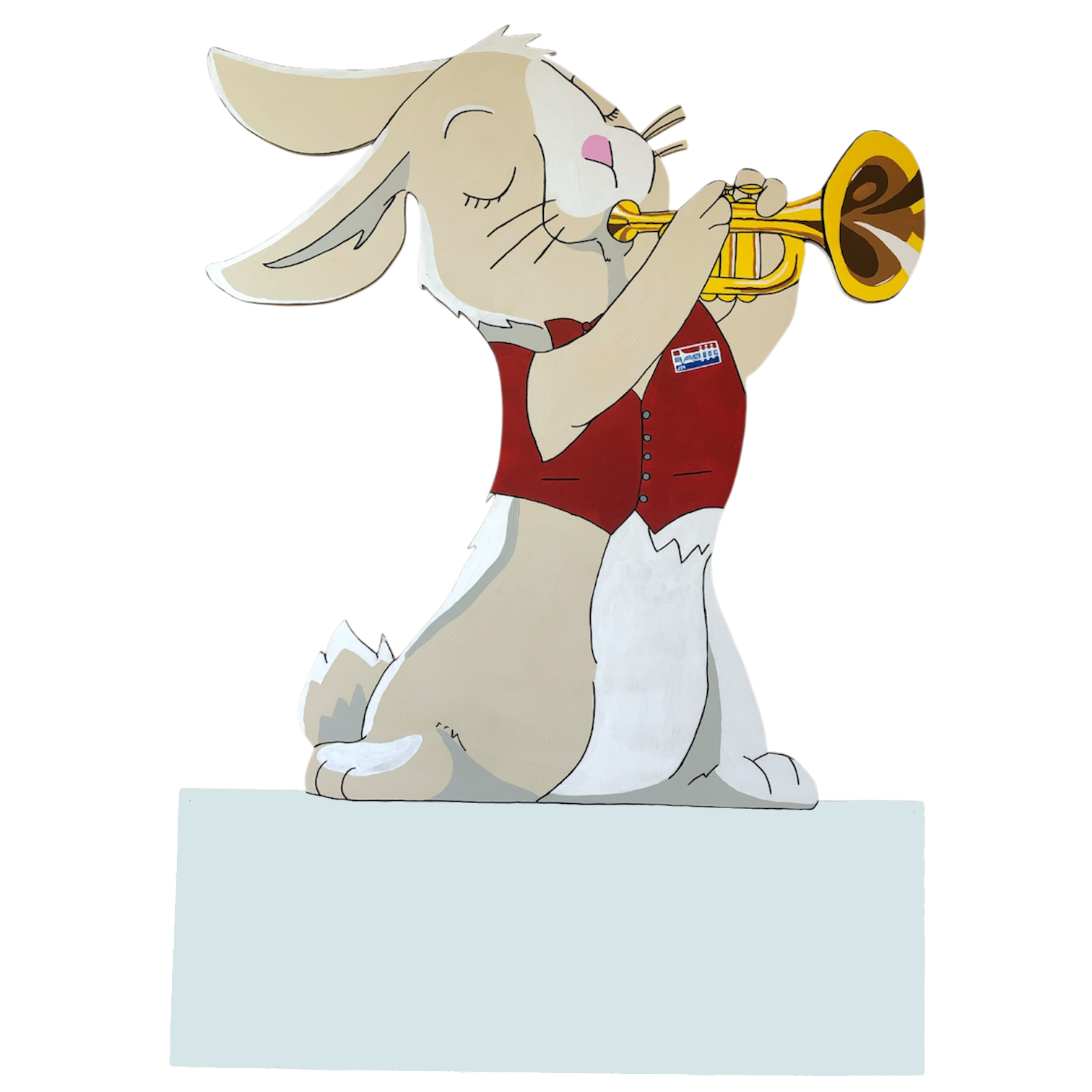 Geburtstafel Hase mit Trompete