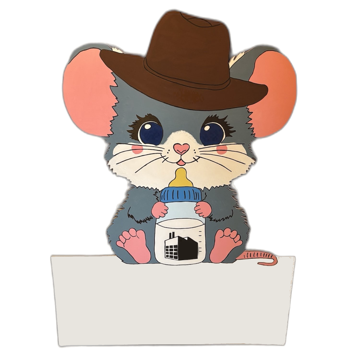 Geburtstafel Maus mit Flasche